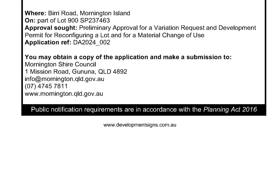 Proposed Development – Birri Road