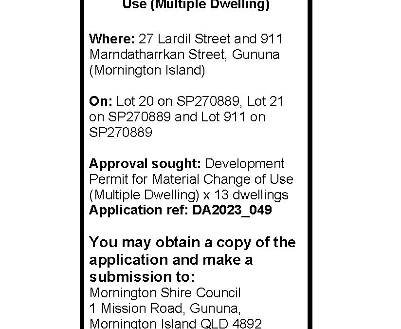 Proposed Development Notices (Planning Act 2016)