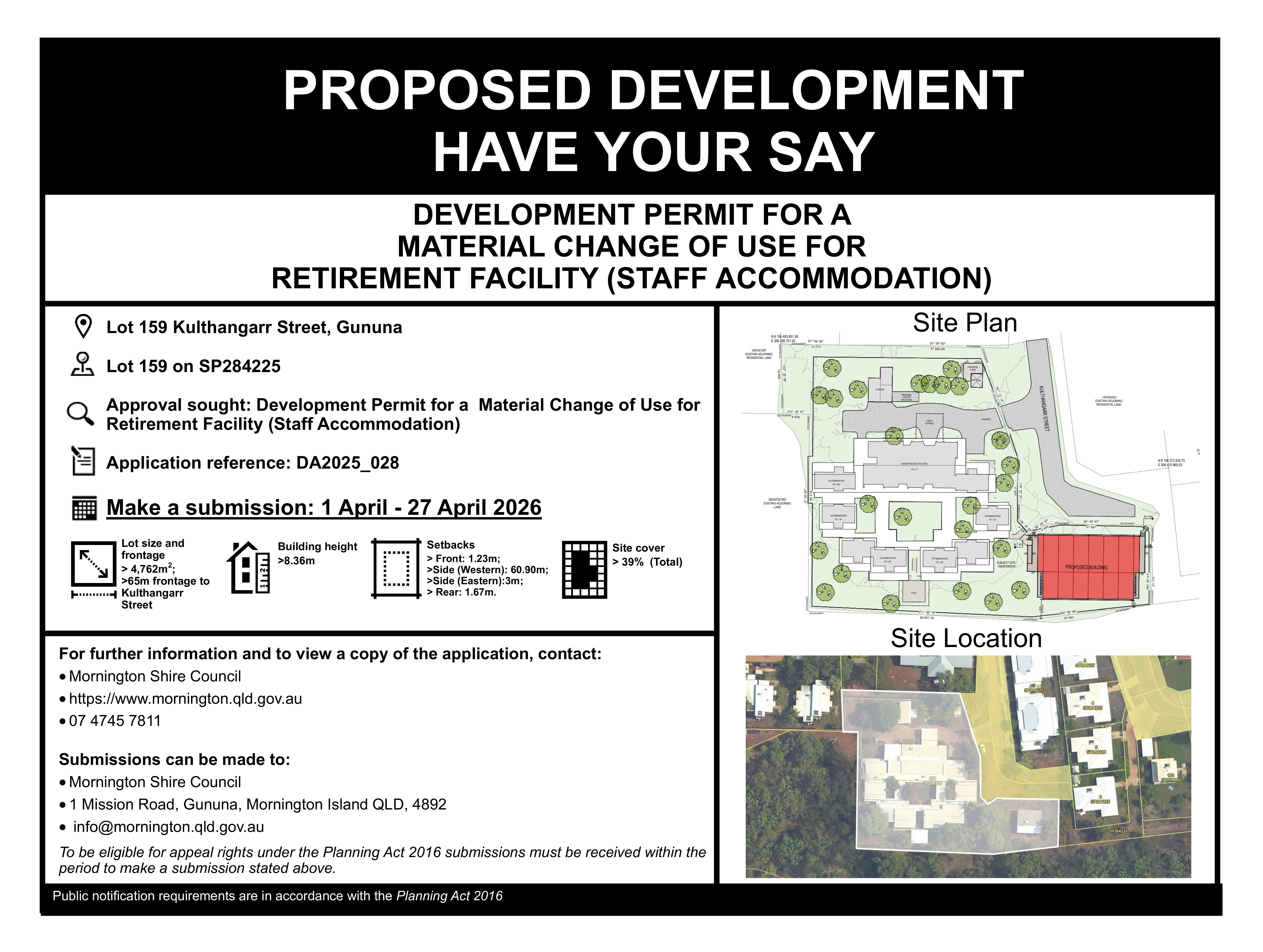 PROPOSED DEVELOPMENT – LOT 159